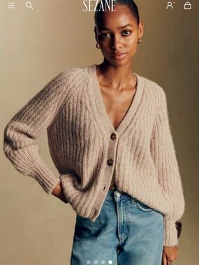 Sezane Basile Cardigan - Light Beige